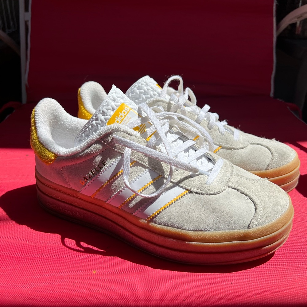 Adidas White and Yellow Retro Sneakers